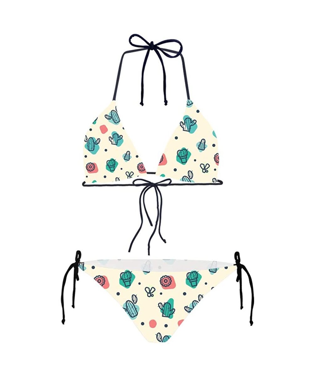 Sets Sexy Women Swimsuit Space Galaxy Print Two-Piece Bikini Plus Size - 2-cactus - CA18OT288D3