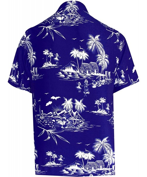 Cover-Ups Men's Relaxed Funky Hawaiian Shirt Short Sleeve Front Pocket Printed C - Blue_w420 - CU1808R2REG