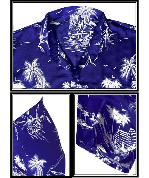 Cover-Ups Men's Relaxed Funky Hawaiian Shirt Short Sleeve Front Pocket Printed C - Blue_w420 - CU1808R2REG