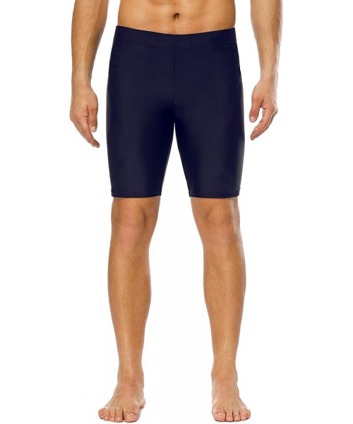 Racing Men Jammer Athletic Durable Long Swim Shorts Racing Polyester Swimsuit - Navy - CZ18DU9ZUZG