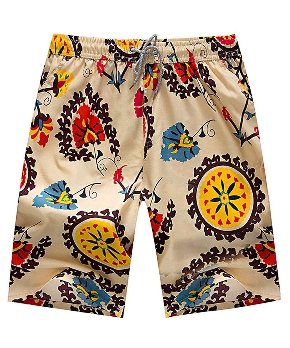 Board Shorts Mens Swim Trunks Short Summer3D Print Graphic Casual Athletic Swimming Short - Beige 13 - C118S0YYOE5