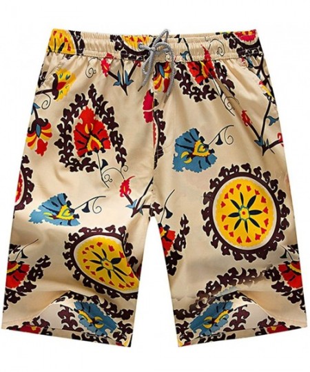 Board Shorts Mens Swim Trunks Short Summer3D Print Graphic Casual Athletic Swimming Short - Beige 13 - C118S0YYOE5