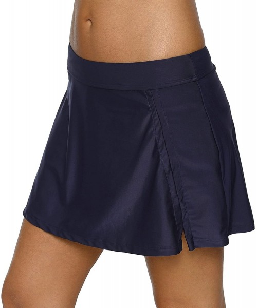 Tankinis Women's Swim Skirt with Brief Swimsuit Bottoms Sports Skirt - Style 2 Navy - CG18GTNTS24