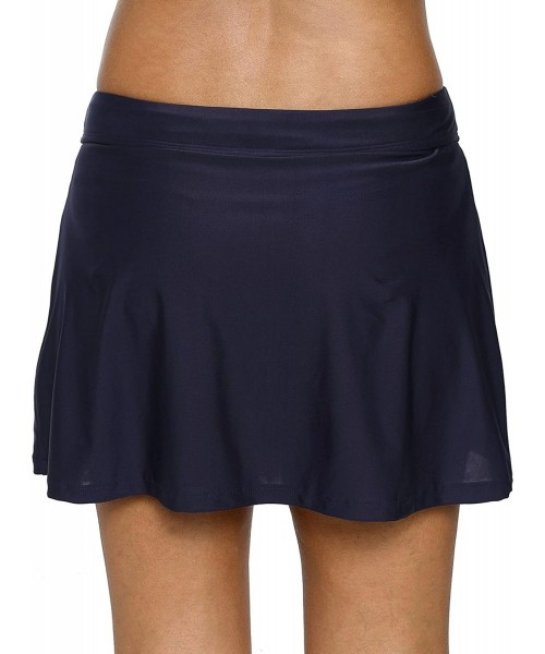 Tankinis Women's Swim Skirt with Brief Swimsuit Bottoms Sports Skirt - Style 2 Navy - CG18GTNTS24