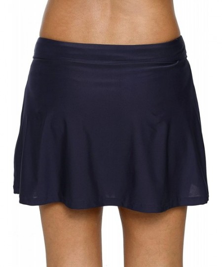 Tankinis Women's Swim Skirt with Brief Swimsuit Bottoms Sports Skirt - Style 2 Navy - CG18GTNTS24