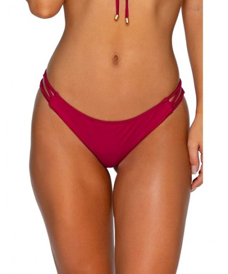 Bottoms Palm Pucker Pant Bikini Bottom Swimsuit - Zinnia - CY193Q0Y39R