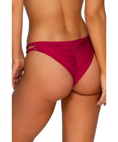 Bottoms Palm Pucker Pant Bikini Bottom Swimsuit - Zinnia - CY193Q0Y39R