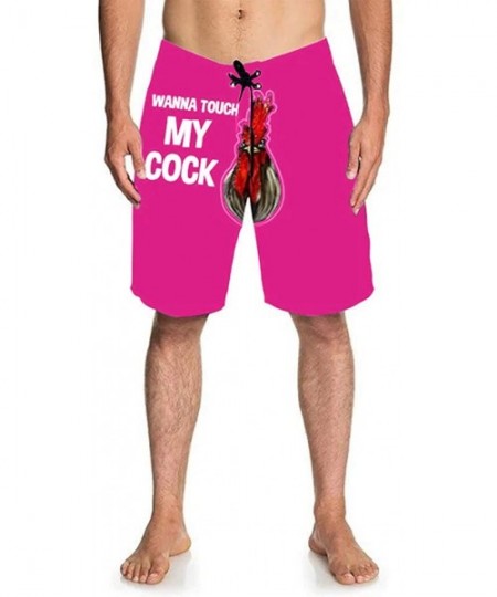 Board Shorts Stop Staring at My Cock Mens Swimming Trunks Turkey Print Men Drawstring Beach Casual Trouser Shorts - Pink - CC...