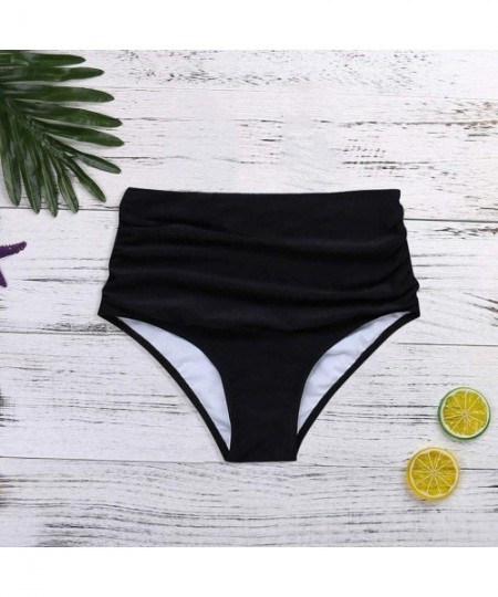 Racing Women High Waisted Bikini Swim Pants Shorts Bottom Swimsuit Swimwear Bathing - Black - C1194RAX4TN