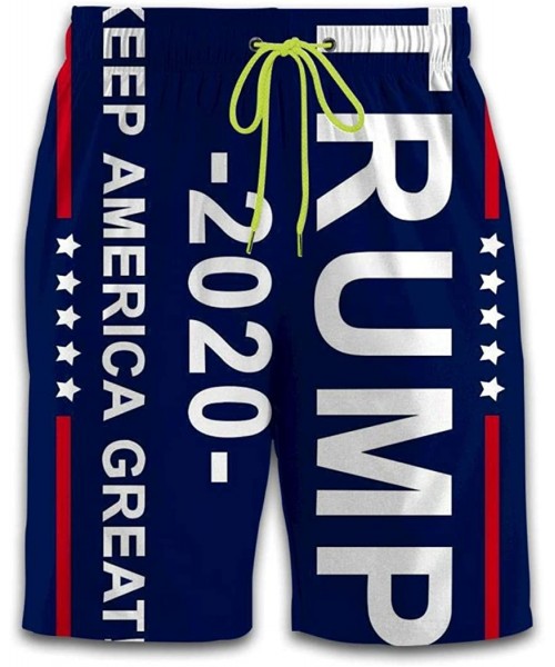 Board Shorts 2020 Trump Mens Summer Printing Beach Shorts Quick Dry Swimming Trunks Casual Drawstring Loose Short Pants - Whi...