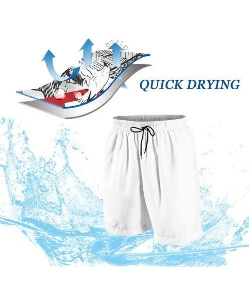 Board Shorts 2020 Trump Mens Summer Printing Beach Shorts Quick Dry Swimming Trunks Casual Drawstring Loose Short Pants - Whi...