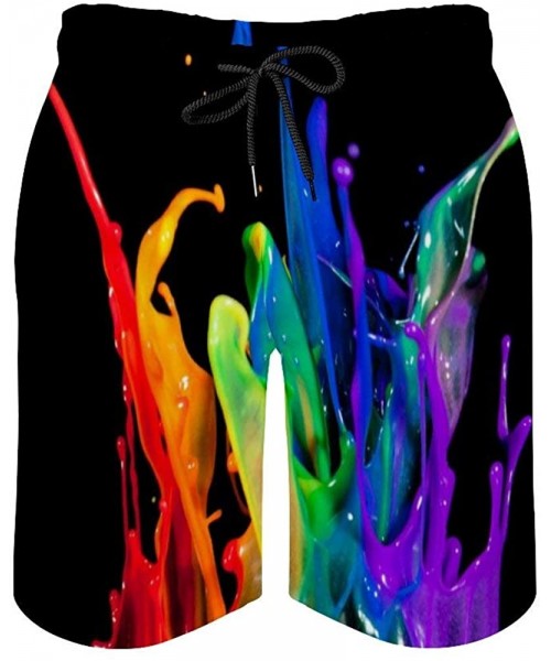 Board Shorts Splash Paint Graffiti Board Shorts Man Beachwear Elastic Waist Sportswear for Summer Surf - CS19E8OZW7E