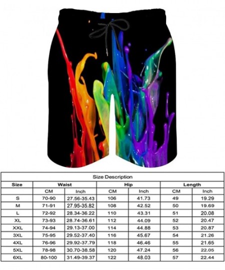 Board Shorts Splash Paint Graffiti Board Shorts Man Beachwear Elastic Waist Sportswear for Summer Surf - CS19E8OZW7E