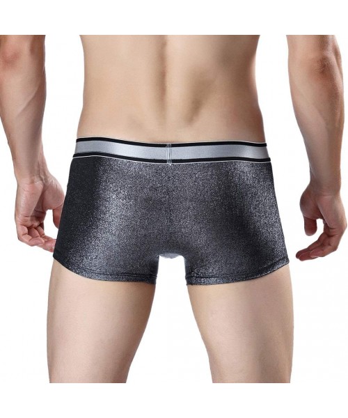 Briefs Men's Liquid Metallic Boxer Shorts Drawstring Underwear Briefs Swimsuit Trunks Underpants Swimwear - Black F - CV18YZM...