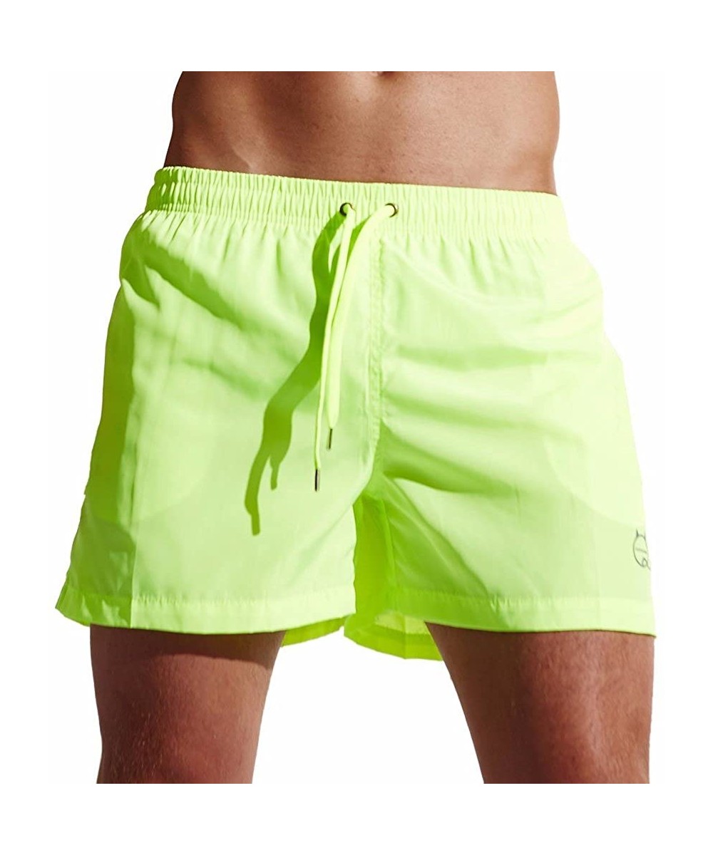 Racing Men's Short Swim Trunks Solid Quick Dry Board Short Casual Summer Surfing Water Beach Short Zulmuliu - Green 1 - CZ18N...