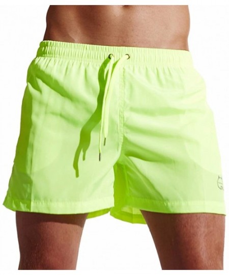 Racing Men's Short Swim Trunks Solid Quick Dry Board Short Casual Summer Surfing Water Beach Short Zulmuliu - Green 1 - CZ18N...