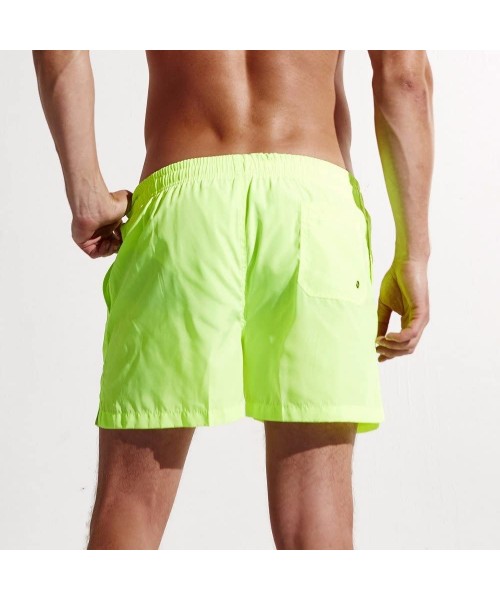 Racing Men's Short Swim Trunks Solid Quick Dry Board Short Casual Summer Surfing Water Beach Short Zulmuliu - Green 1 - CZ18N...