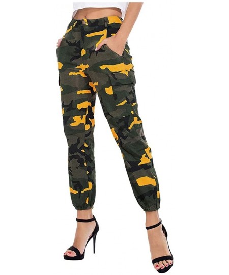 Cover-Ups Women Summer Modal Camouflage Sports Fitness Yoga Leisure Cargo Pants - Camo Pant-yellow - CG18SD6RRT9