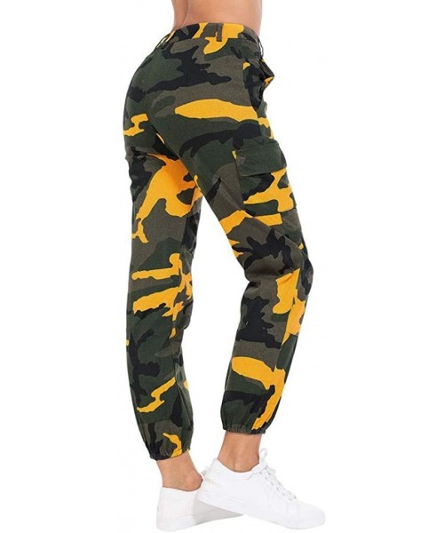 Cover-Ups Women Summer Modal Camouflage Sports Fitness Yoga Leisure Cargo Pants - Camo Pant-yellow - CG18SD6RRT9