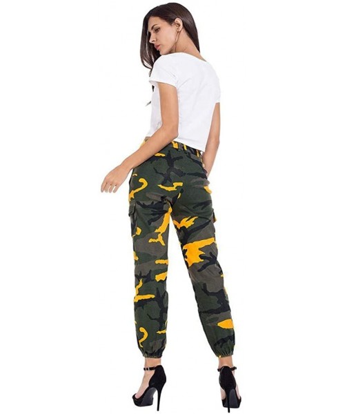 Cover-Ups Women Summer Modal Camouflage Sports Fitness Yoga Leisure Cargo Pants - Camo Pant-yellow - CG18SD6RRT9