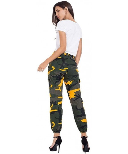 Cover-Ups Women Summer Modal Camouflage Sports Fitness Yoga Leisure Cargo Pants - Camo Pant-yellow - CG18SD6RRT9