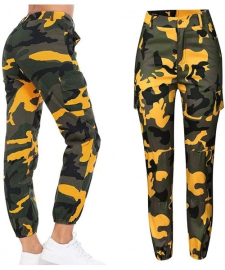 Cover-Ups Women Summer Modal Camouflage Sports Fitness Yoga Leisure Cargo Pants - Camo Pant-yellow - CG18SD6RRT9