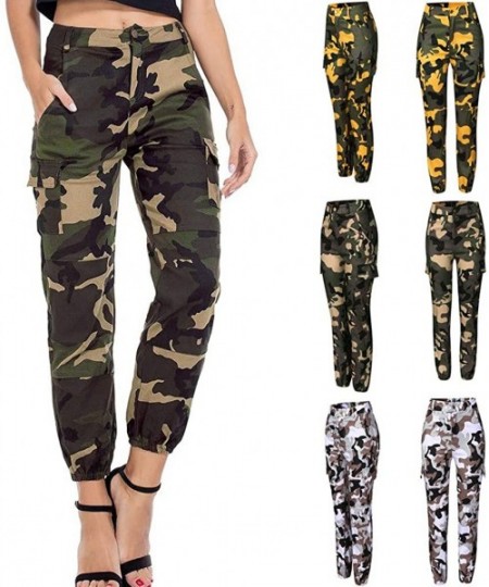 Cover-Ups Women Summer Modal Camouflage Sports Fitness Yoga Leisure Cargo Pants - Camo Pant-yellow - CG18SD6RRT9