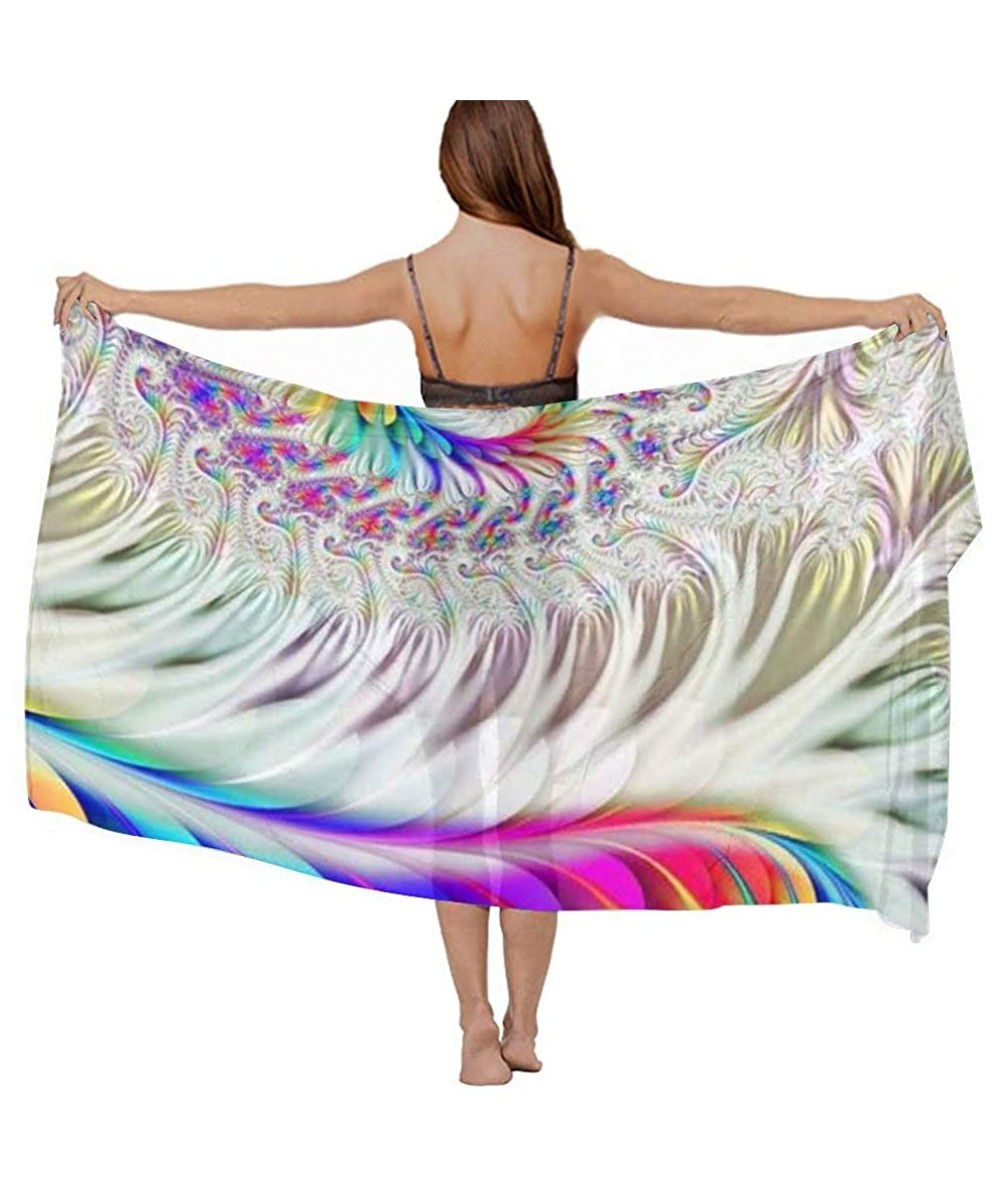 Cover-Ups Women Chiffon Scarf Sunscreen Shawl Wrap Swimsuit Cover Up Beach Sarongs - Colorful Tie Dye - C119C408H85