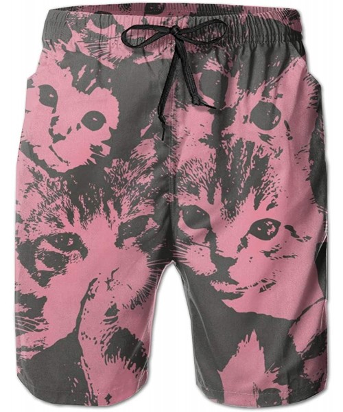 Board Shorts Men Boys Beach Board Shorts Adjustable Drawstring Quick Dry Bathing Suit - Cute Cat Lightweight - CA199N4S7X5