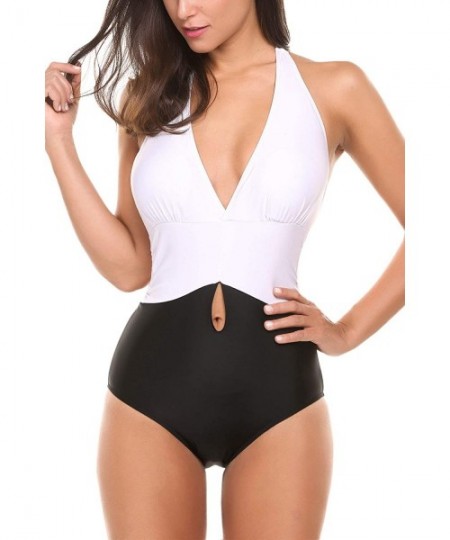 Racing Athletic One Piece Swimsuit Womens Backless Bathing Suit S-XXL - 6401-white - CL193ON0SW9