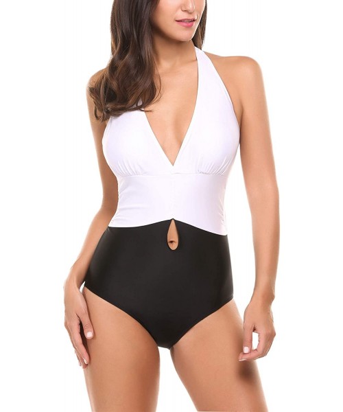 Racing Athletic One Piece Swimsuit Womens Backless Bathing Suit S-XXL - 6401-white - CL193ON0SW9