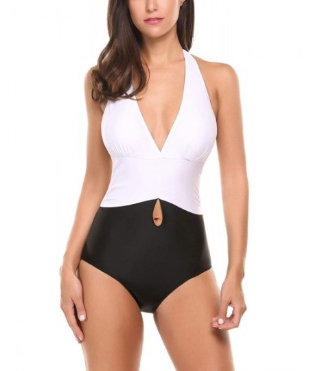 Racing Athletic One Piece Swimsuit Womens Backless Bathing Suit S-XXL - 6401-white - CL193ON0SW9