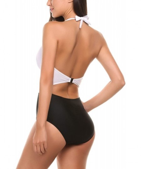 Racing Athletic One Piece Swimsuit Womens Backless Bathing Suit S-XXL - 6401-white - CL193ON0SW9