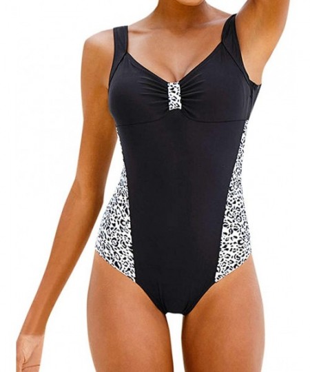 Cover-Ups Women One-Pieces Leopard Zebra Print High Waist Push-up V-Neck Sling Beachwear Bikini - White - CU18R2AAU9L