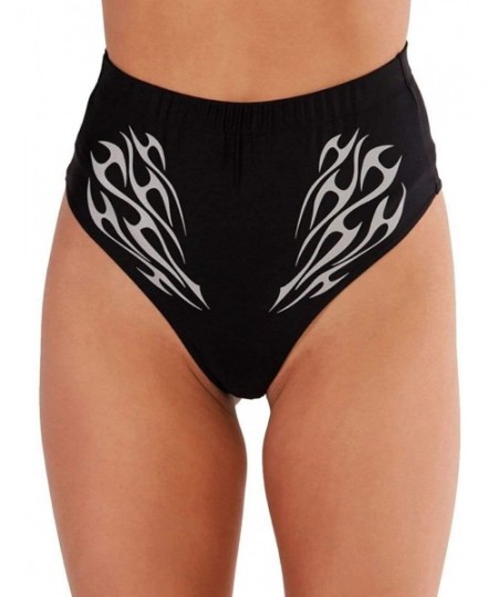 Tankinis Women's High Waisted Rave Booty Shorts Bottoms - Girl Power Tribal Reflective - C41953ZODA4