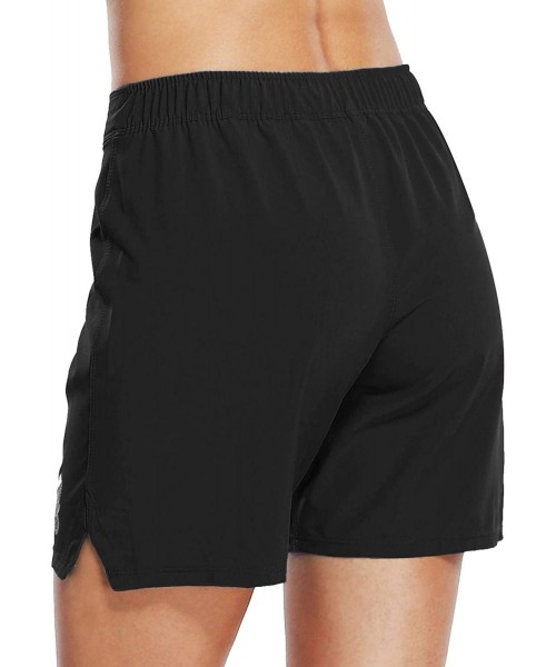 Board Shorts Board Short for Women High Waisted Quick Dry Drawstring Pocket Swim Short Velcro Black (No Pocket/ No Built in P...