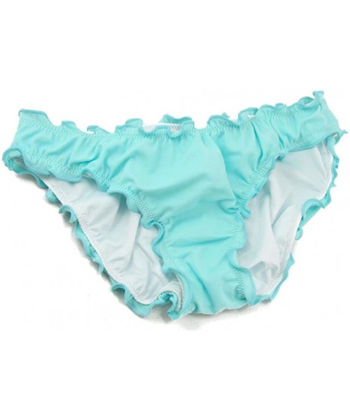 Bottoms Women's Ruffle Wavy Bikini Bottom Low Rise Hipster Allure Swimsuit - Light Blue - CE18YWO3E8T