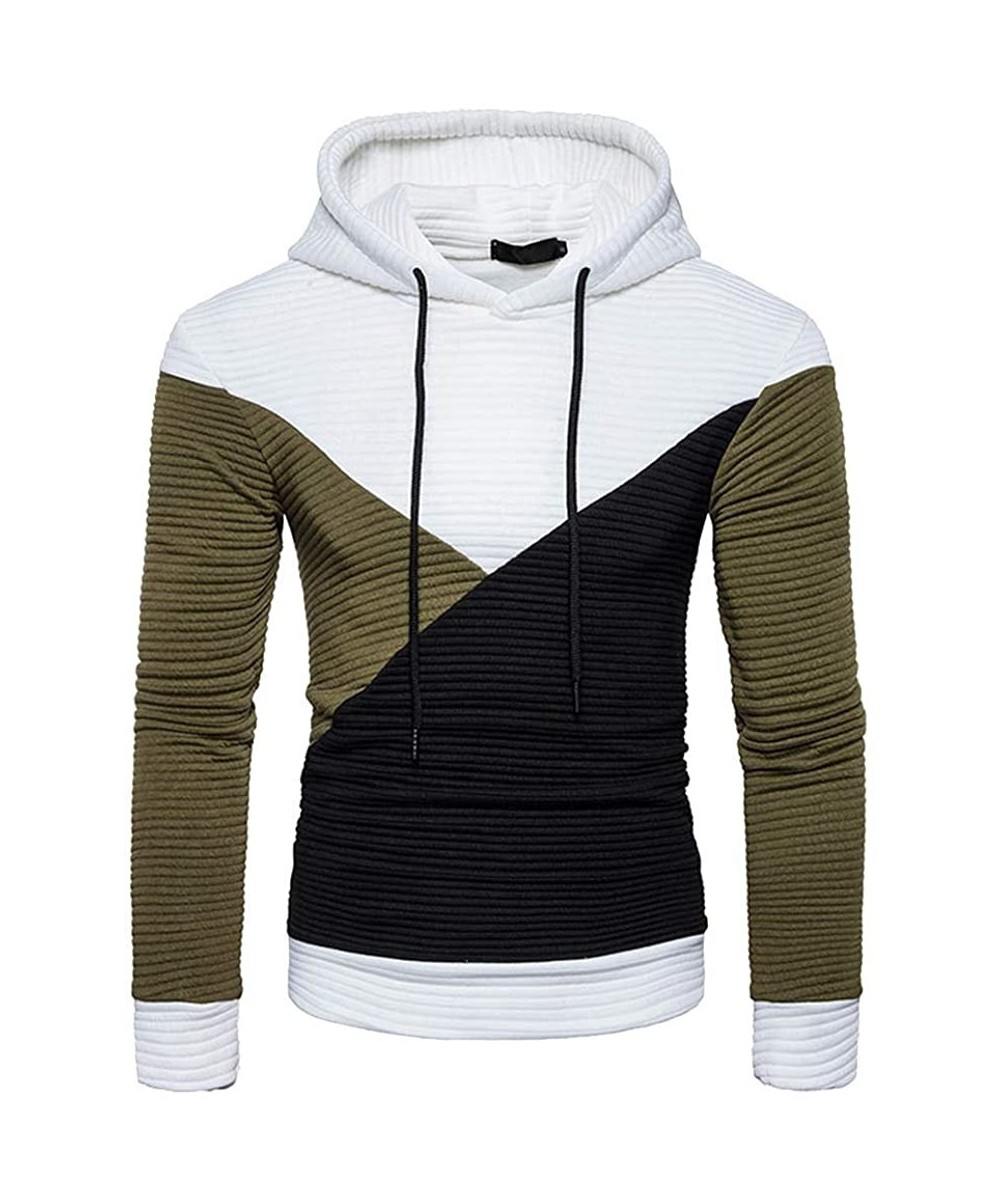 Rash Guards Men's Hoodies Long Sleeve Patchwork Sweatshirt Top Outwear for Autumn - White - C1192A0W75O