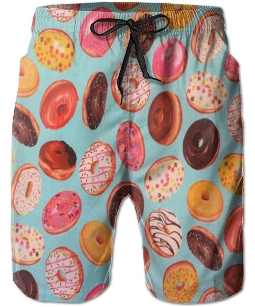 Board Shorts Men Bathing Suit Swim Trunks Quick Dry Beach Shorts - Dental Fabric Teeth Blue - Delicious Doughnuts - CF18SRMEG0A