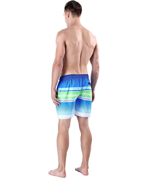 Board Shorts Men's Quick Dry Swim Trunks Bathing Suit Striped Shorts with Pockets (X-Large / 42-44 Inches- Ocean Blue) - Ocea...