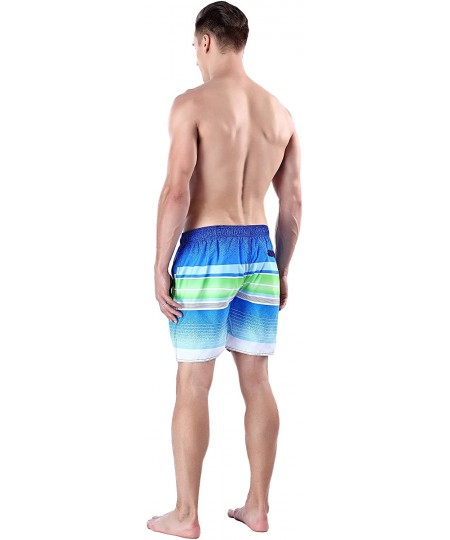 Board Shorts Men's Quick Dry Swim Trunks Bathing Suit Striped Shorts with Pockets (X-Large / 42-44 Inches- Ocean Blue) - Ocea...