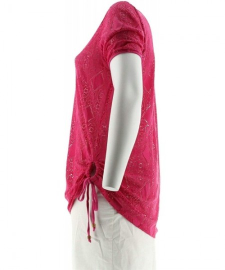 One-Pieces Beach Knit Open-Work Elbow SLV Cover-Up A265671 - Fuchsia Pink - CX193MT660R