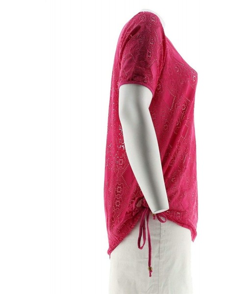 One-Pieces Beach Knit Open-Work Elbow SLV Cover-Up A265671 - Fuchsia Pink - CX193MT660R