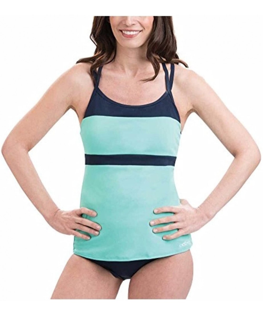 Tankinis Aquashape T-Strap Tankini Top Female - Mint/Navy - CA17AZKHUHU