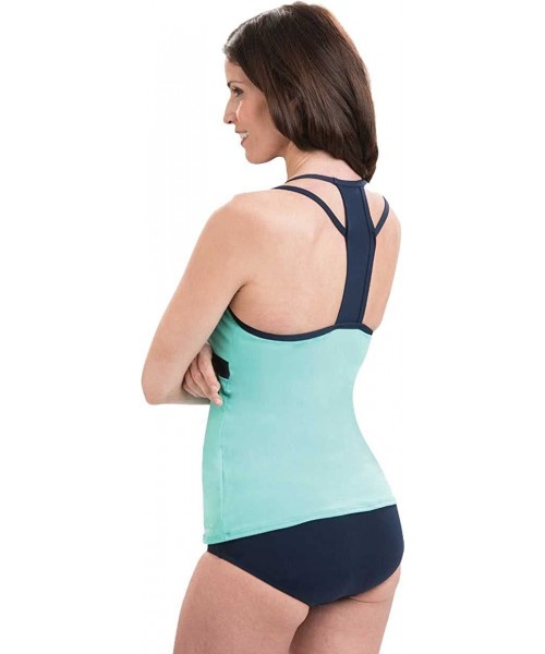 Tankinis Aquashape T-Strap Tankini Top Female - Mint/Navy - CA17AZKHUHU