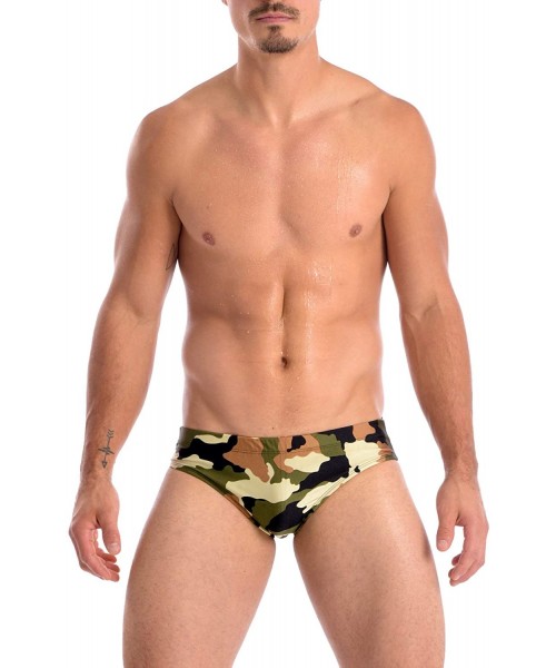 Briefs Mens New Hot Print Body Bikini Swimsuit - Green Camo - CA112LLNYY7