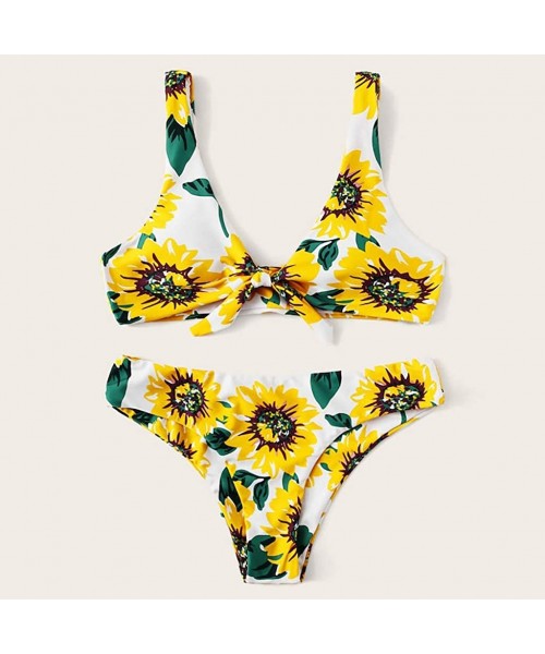 Sets Bikini Swimsuits for Women- Two Piece Sunflower Push-Up Bikini Padded Bathing Suits Womens Plus Size Swimwears - Za-amar...