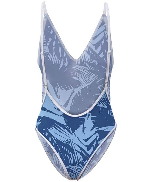 Racing Sexy Swimsuits for Women High Cut One Piece Backless Swimwear Bathing Suit(2 Sizes Smaller Than Standard) 36 Leaves - ...