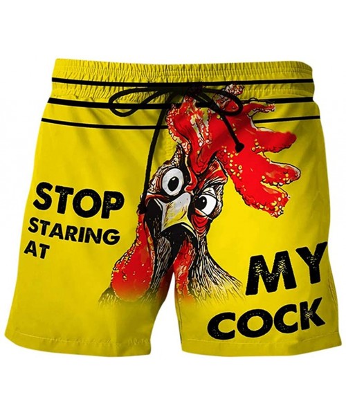 Trunks Christmas Turkey Print Pants Short Beach Casual Trouser Shorts Swim Trunks Board Drawstring Shorts - R-yellow - CN19DS...