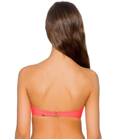 Tops Women's Iconic Twist Bra Sized Bandeau Bikini Top Swimsuit - Bright Guava - CA18C52EW07